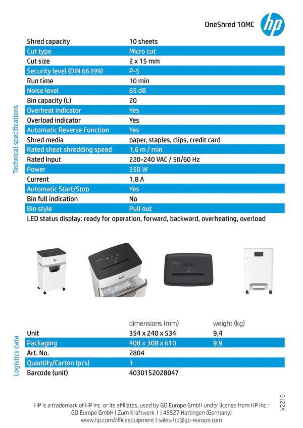 HP OneShred 8CC 碎紙機